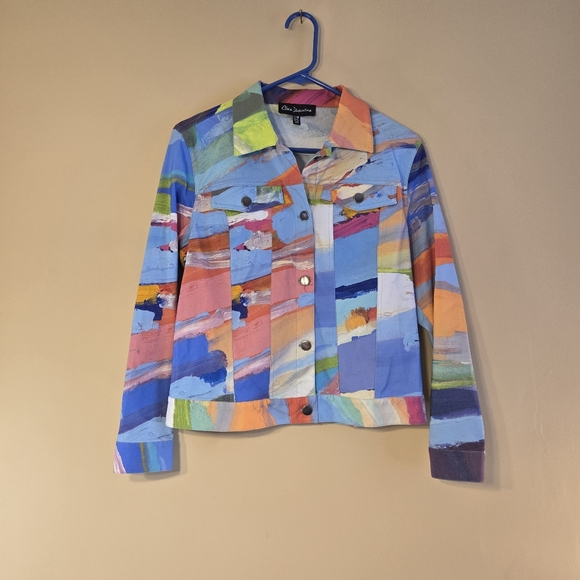 Claire Desjardins abstract art jacket SP Colorful Button-Up Spring Summer - Picture 1 of 9